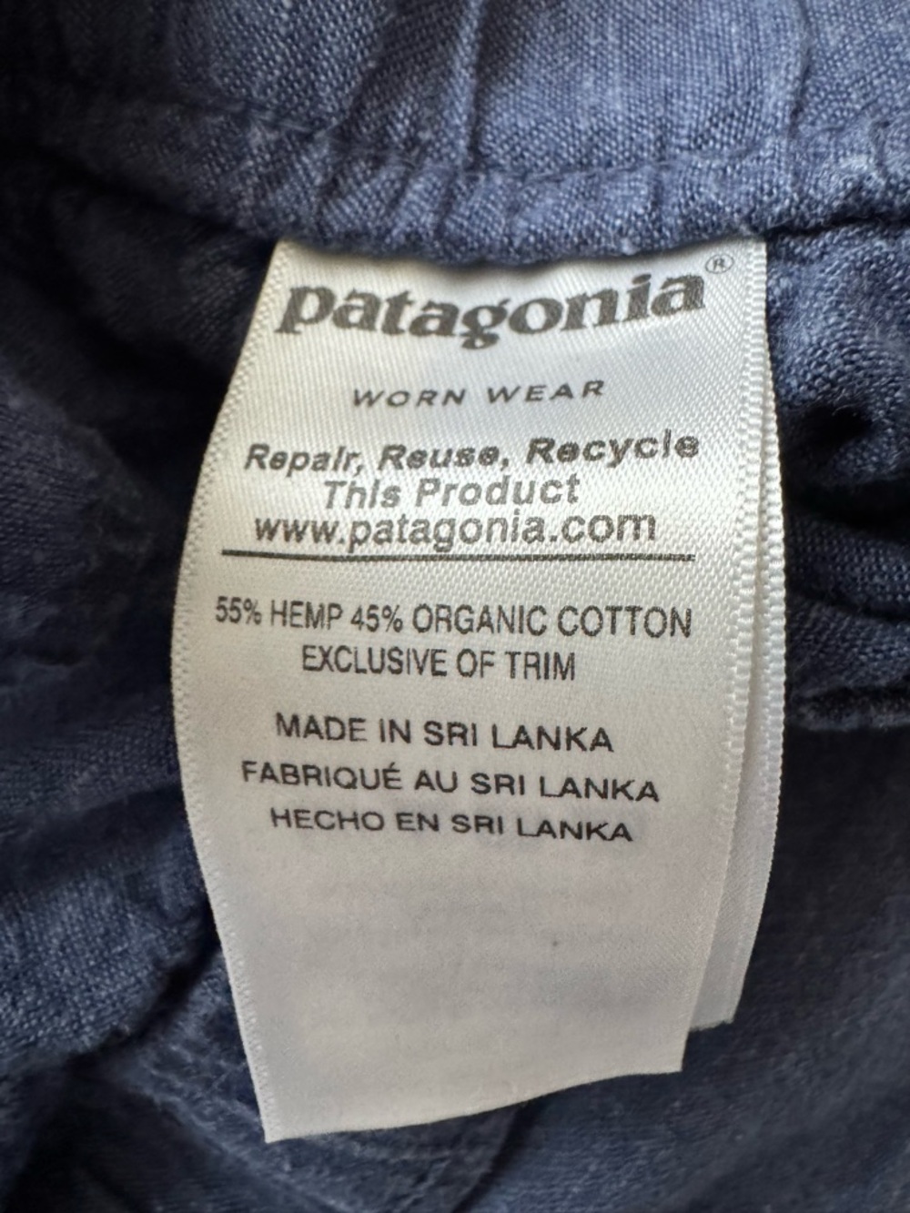 Patagonia Island Hemp Baggies Shorts 3" Pull On Woven Navy Blue Size Large - Picture 10 of 14